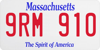 MA license plate 9RM910