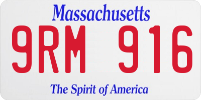 MA license plate 9RM916