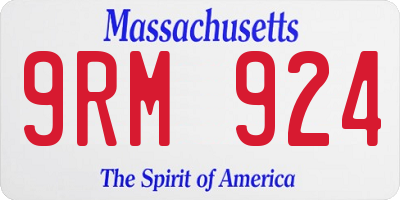 MA license plate 9RM924