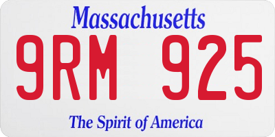 MA license plate 9RM925