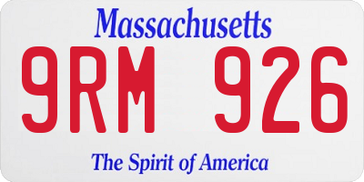 MA license plate 9RM926