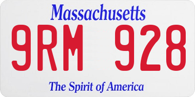 MA license plate 9RM928