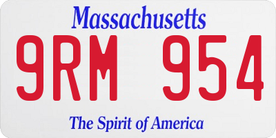 MA license plate 9RM954