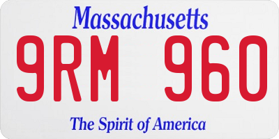 MA license plate 9RM960