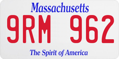MA license plate 9RM962