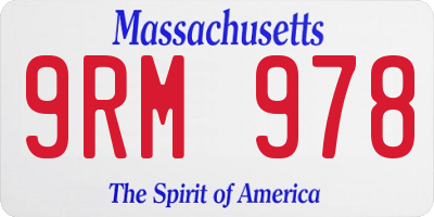 MA license plate 9RM978