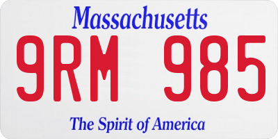 MA license plate 9RM985