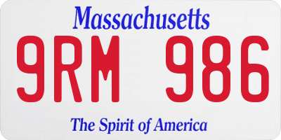 MA license plate 9RM986