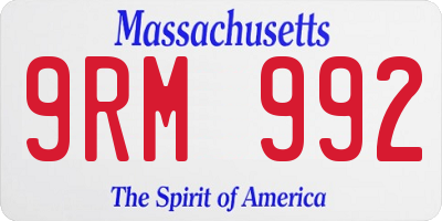 MA license plate 9RM992