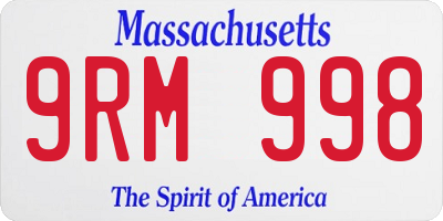 MA license plate 9RM998