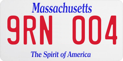 MA license plate 9RN004