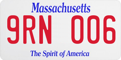 MA license plate 9RN006