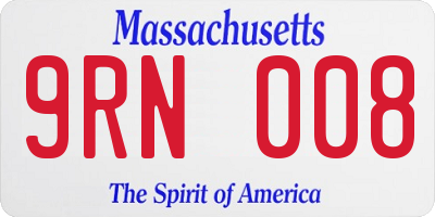 MA license plate 9RN008