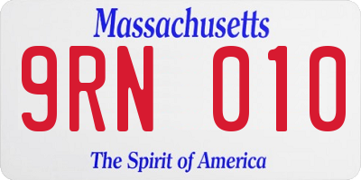 MA license plate 9RN010