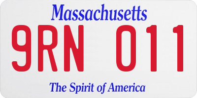 MA license plate 9RN011