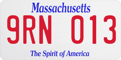 MA license plate 9RN013