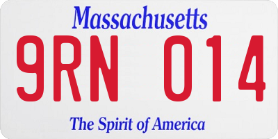 MA license plate 9RN014