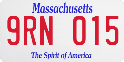 MA license plate 9RN015
