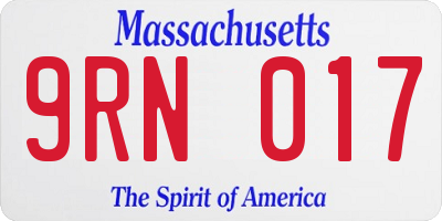 MA license plate 9RN017
