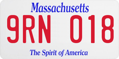 MA license plate 9RN018