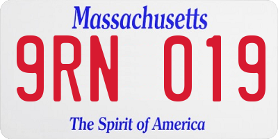 MA license plate 9RN019