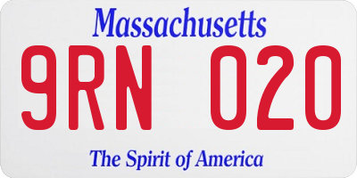 MA license plate 9RN020