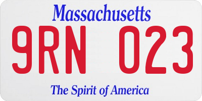 MA license plate 9RN023