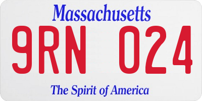 MA license plate 9RN024
