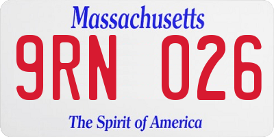 MA license plate 9RN026