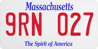 MA license plate 9RN027