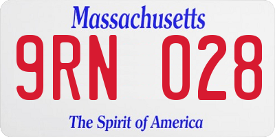 MA license plate 9RN028
