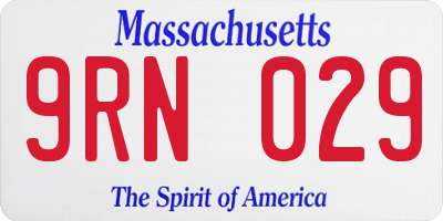MA license plate 9RN029