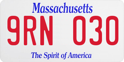 MA license plate 9RN030