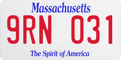 MA license plate 9RN031