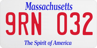 MA license plate 9RN032