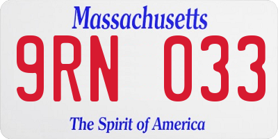 MA license plate 9RN033