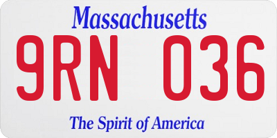 MA license plate 9RN036