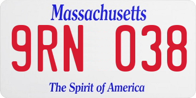 MA license plate 9RN038