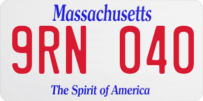 MA license plate 9RN040