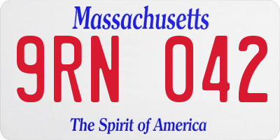 MA license plate 9RN042