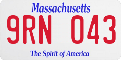 MA license plate 9RN043