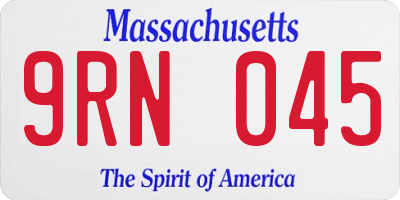 MA license plate 9RN045