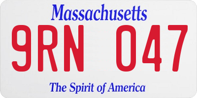 MA license plate 9RN047