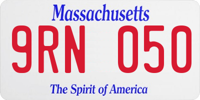 MA license plate 9RN050