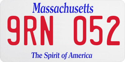 MA license plate 9RN052