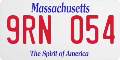 MA license plate 9RN054