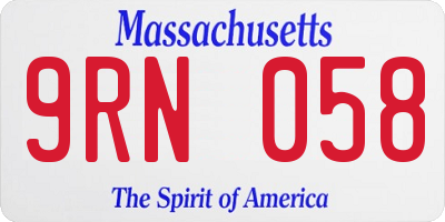 MA license plate 9RN058
