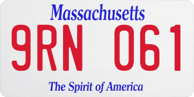 MA license plate 9RN061