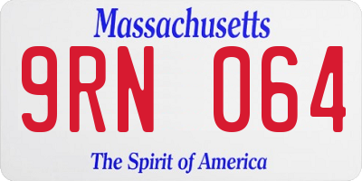MA license plate 9RN064