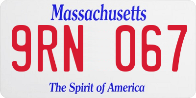 MA license plate 9RN067